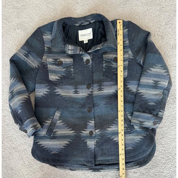Coldwater Creek Womens Aztec Print Sierra Madras Jacket Size XL Blue Wool Blend - Picture 6 of 16